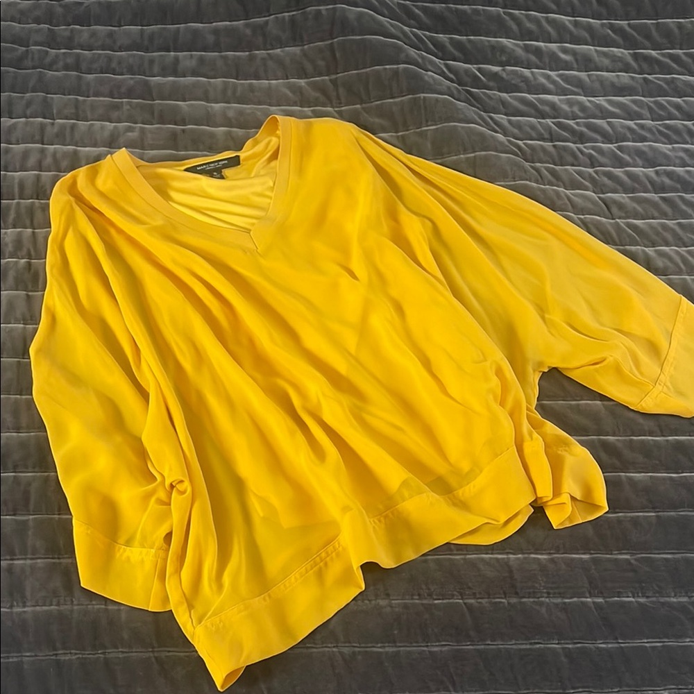 Marc New York Yellow Asymmetrical 3/4 Sleeve Blouse